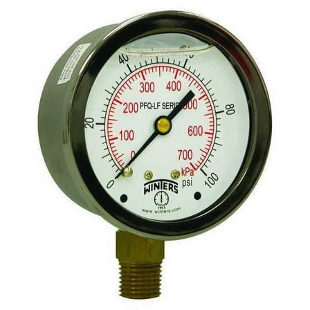 Pressure Gauge, 0 to 200 psi psi, 4 1/2 in Dial, 1/4 in NPT Bottom Location