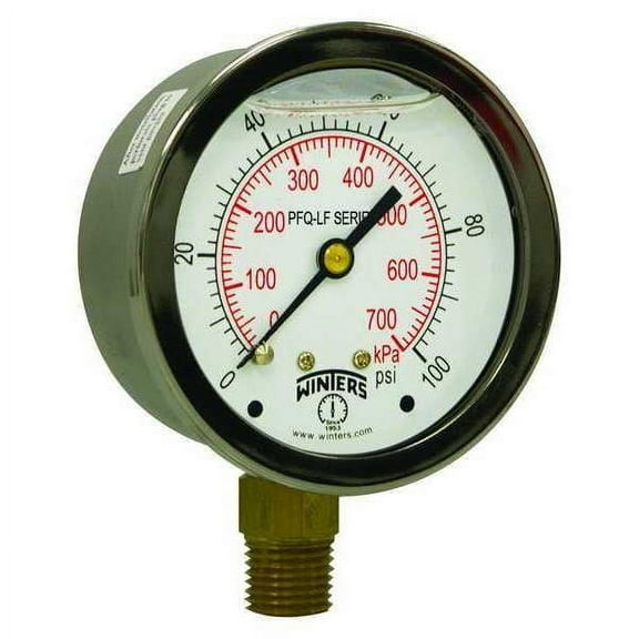 Pressure Gauge, 0 to 200 psi psi, 4 1/2 in Dial, 1/4 in NPT Bottom Location