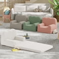 thumbnail image 2 of 2-in-1 niños couch - convertible teddy fleece fabric niños pequeños sofa chair, soft fold-out couch lounger niños - comfy children sofa cama playroom, nursery (blanca, birthday gift), 2 of 7