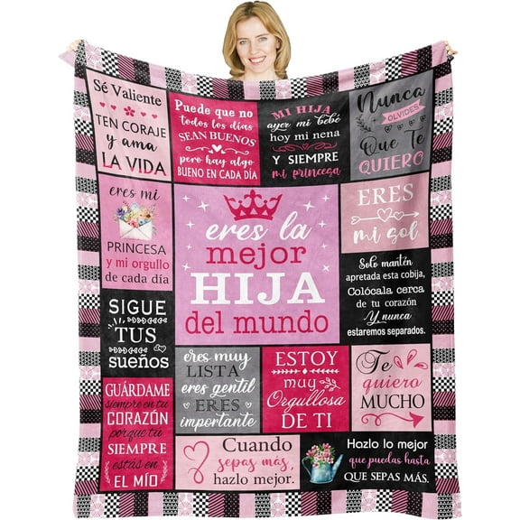 Hija Gifts, Regalo para Hija, Birthday Gifts for Spanish Daughter, Regalo para Mi Hija, Regalo Hija Cumpleanos, Menta para Hija De Mama Papa, Daughter Gift Blanket 60x50in