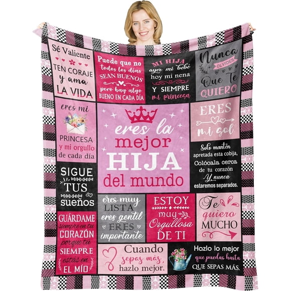 LHSHID Birthday Gifts for Spanish Daughter Regalo para Mi Hija Regalo Hija Cumpleanos Menta para Hija De Mama Papa Daughter Gift Blanket 40x50in