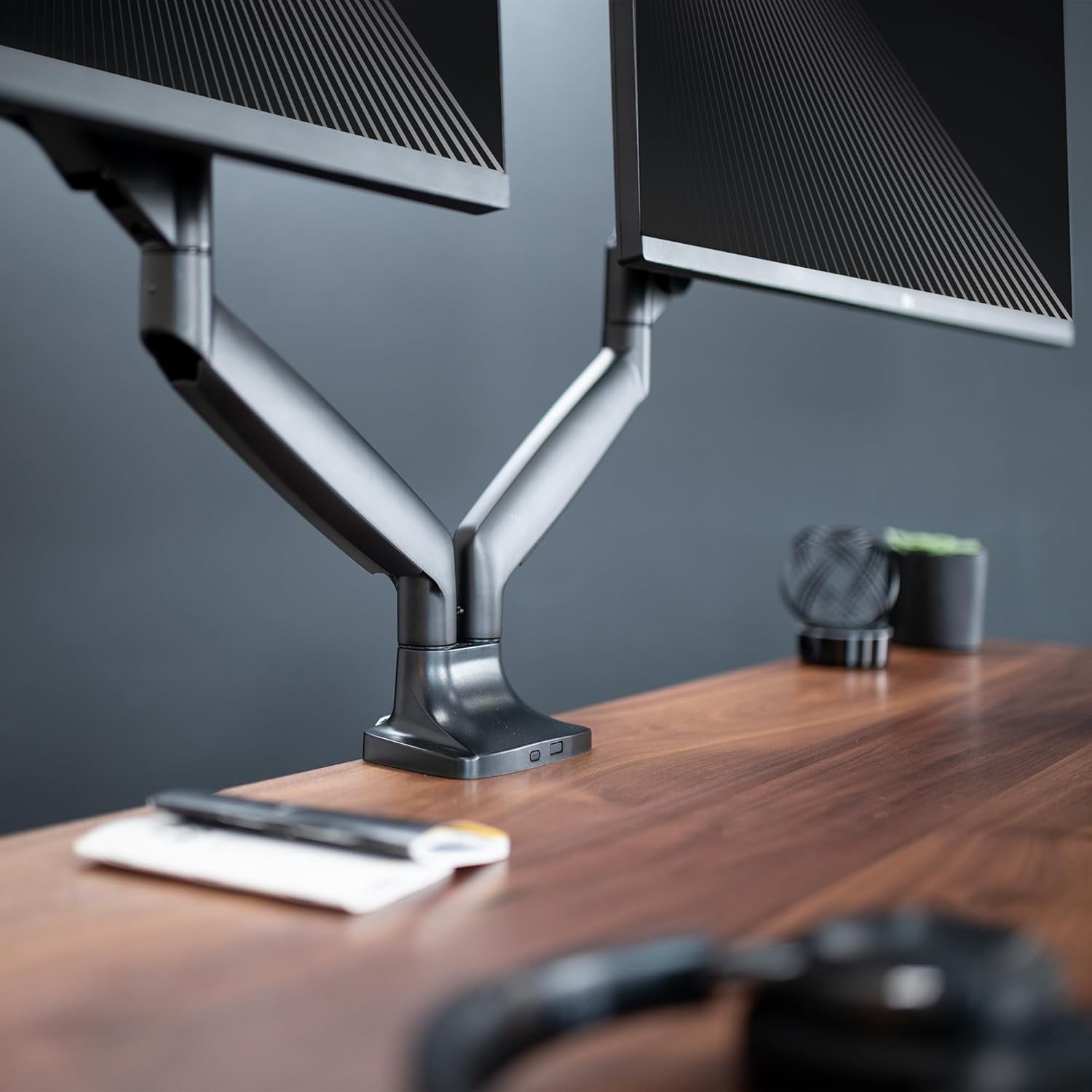 Premium Aluminum Heavy Duty Dual Monitor Arm for Ultrawide Monitors  to 40 inches and 24 lbs Each, Desk Mount Stand, Pneumatic Height,  VESA 100x100, Black, STAND-V202Q