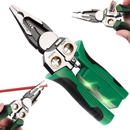 2026 Upgraded 8 in 1 Wire Stripper with Voltage Tester,Multifunctional Heavy Duty Wire Stripping Pliers,Professional Wire Stripper Electrical Pliers for Cutting Pulling Scraping and Pressing