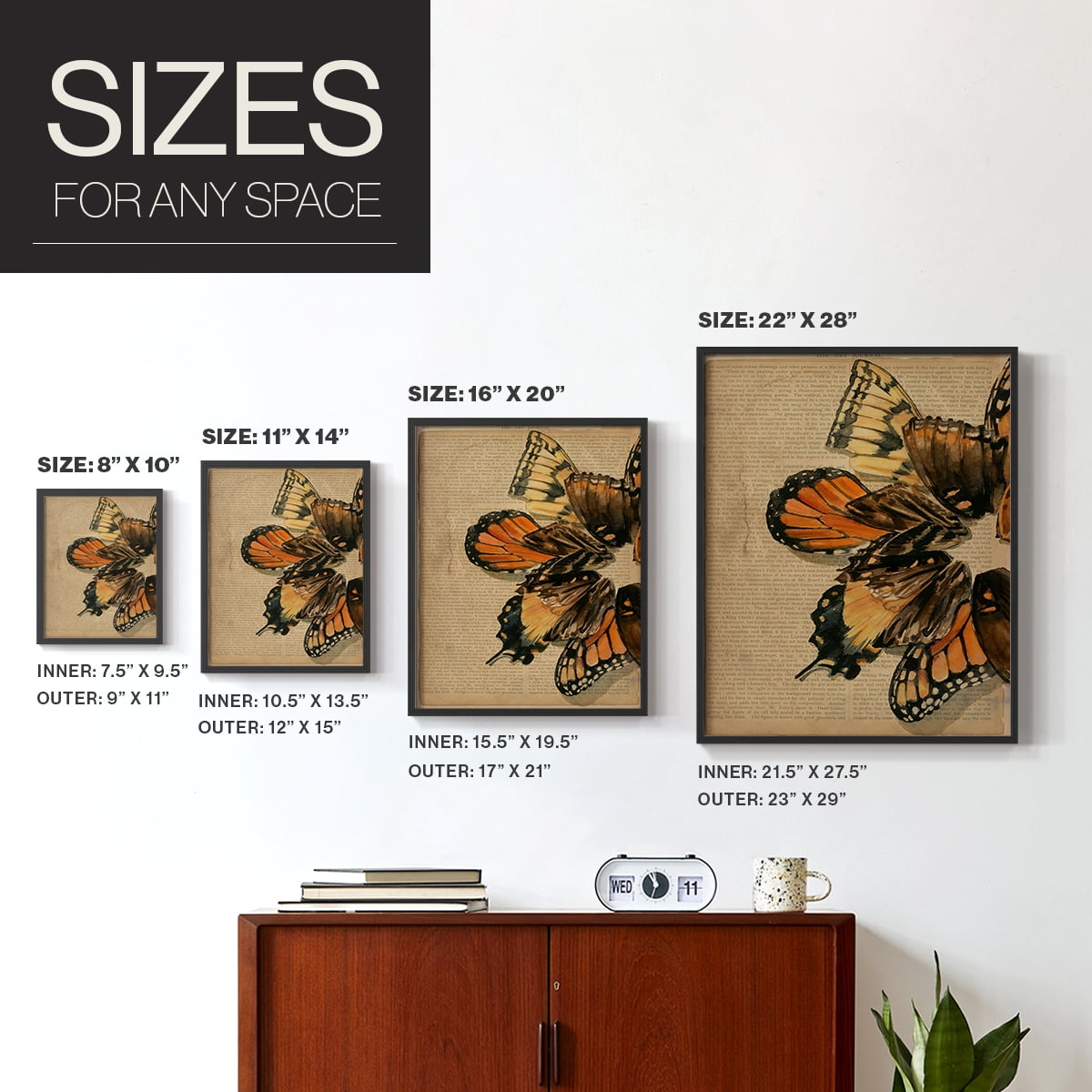 Winged Wreath II Framed Print - Solid Wood in Single Picture Frame Solid Wood 2 Framed Print