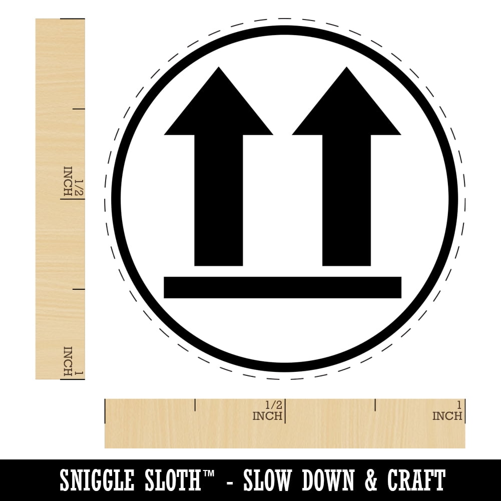 This Side Up Symbol Icon Self-Inking Rubber Stamp Ink Stamper - Brown Ink - Medium 1 Inch