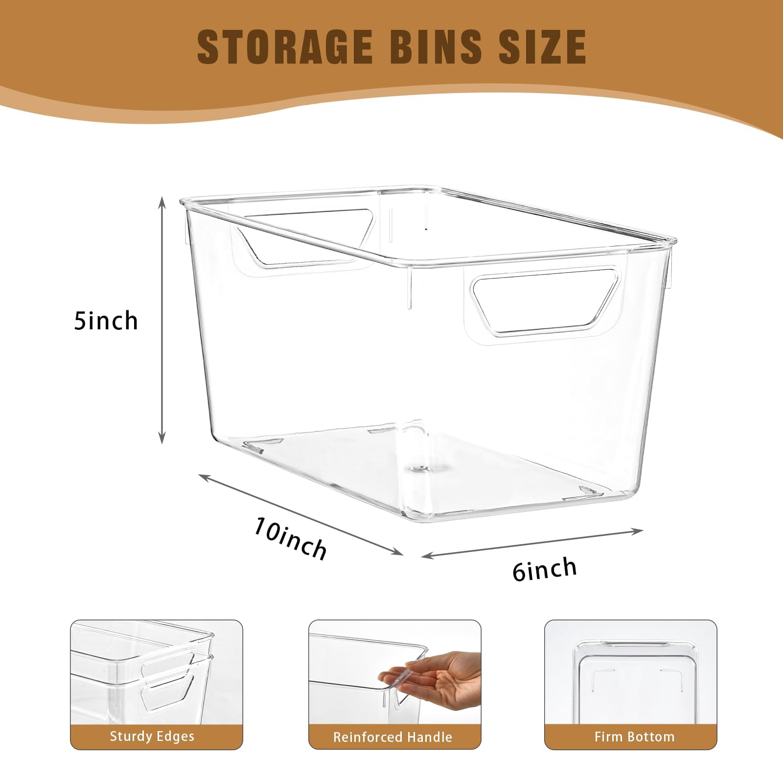 12 Pack Clear Plastic Pantry and Cabinet Storage Bins with Handles, Durable Acrylic Organizers for Fridge and Kitchen Shelves, Space-Saving Containers