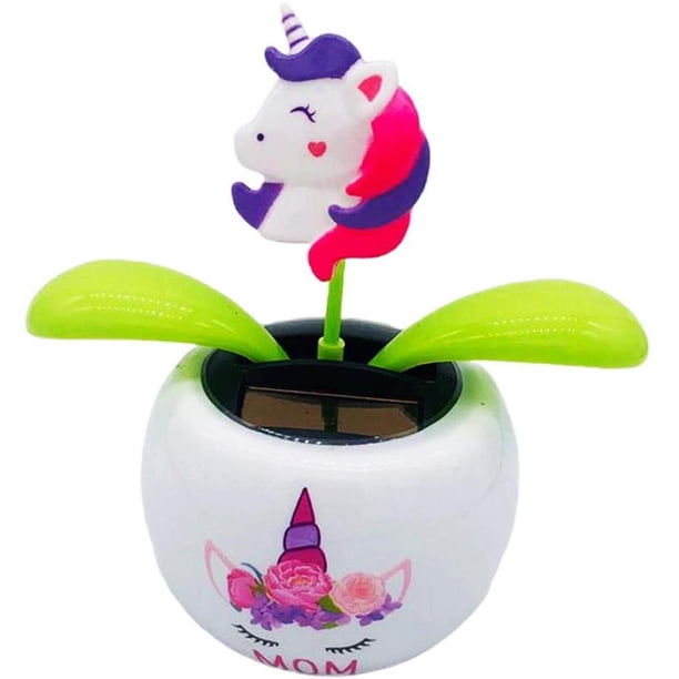 Inteprter Maceta con energía Solar, adornos que sacuden el baile, de alféizar, decoraciones para coche, girasol, vehículo, oficina en casa Decoración del hogar unicornio Inteprter HA044867-04