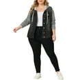 thumbnail image 2 of Unique Bargains Women's Plus Size Jean Drawstring Hood Denim Jacket, 2 of 7