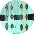 thumbnail image 1 of Ahgly Company Indoor Round Southwestern Light Blue Country Area Rugs, 6' Round, 1 of 4