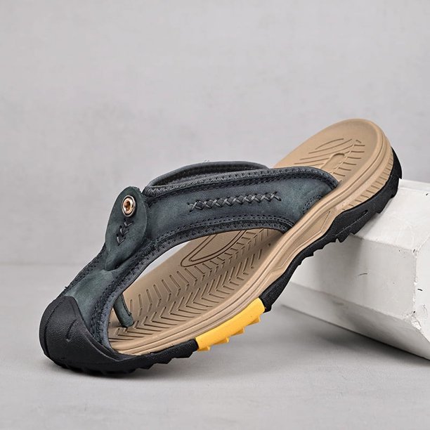 Zapatillas de hombre estilo piel de vaca para uso al aire libre, chanclas Baotou de verano de talla grande, sandalias de playa para exterior