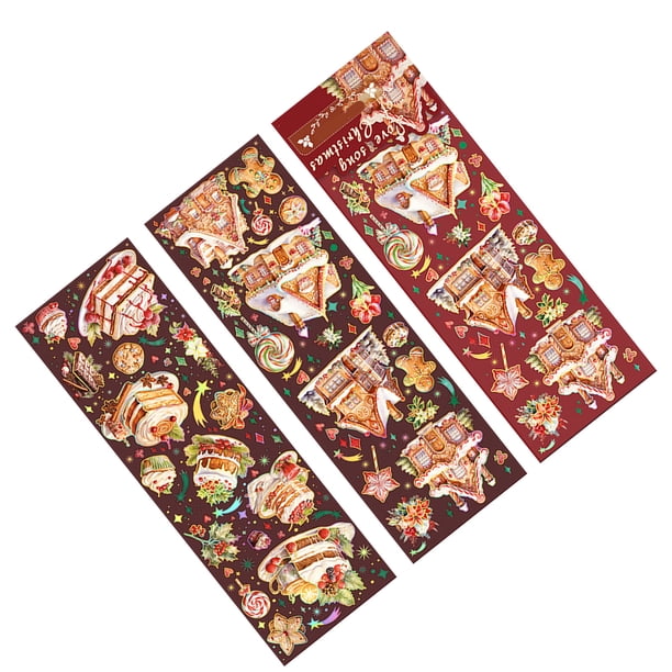 Pegatinas Navideñas PET Easy Tear Off Floral Christmas Scrapbook Pegatinas Para Proyectos De Bricolaje 2 Hojas De Pegatinas Navideñas Para álbumes De Recortes PET Easy Tear Off