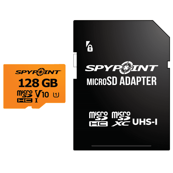 SPYPOINT 128GB Micro SD Memory Card Trail for Cameras | Adapter Media Storage for Trail and Game Cameras Designed | Used in Hunting and Trail Cams