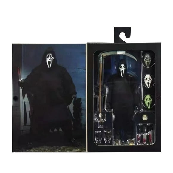 Estbridge Scream Ghostface Figure 7” Ghostface Action Figure Halloween Ornaments Indoor Halloween Figures Decorations Birthday Halloween Christmas Toys Gifts for Kids #1
