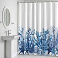 thumbnail image 6 of Summer Ocean Coral Bathroom Shower Curtain, Nautical Sea Watercolor Blue Starfish Shell Waterproof Washable Soft Bath Curtain for Bathtub Decor with 12 Hooks&Grommet, 66x72 Inch, 6 of 9