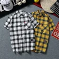 thumbnail image 4 of Camisa de verano a cuadros de manga corta, fina, holgada, versátil, informal, para hombre, moderna, coreana, para jóvenes, para playa, escena aplicable, 4 of 4