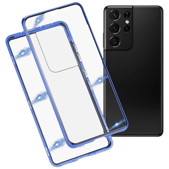 For Samsung Galaxy S21 Ultra 5G HD Magnetic Metal Tempered Glass Phone Case