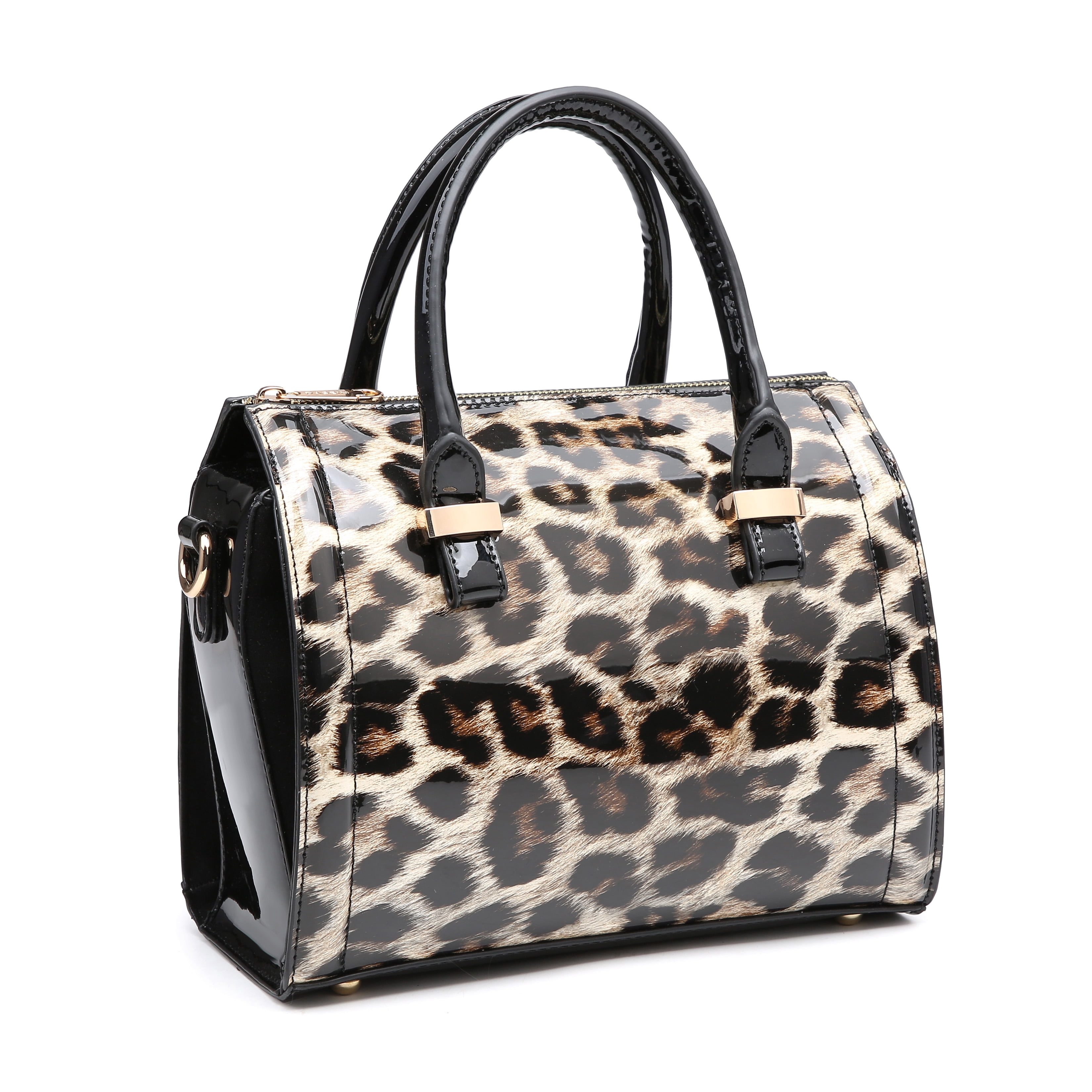Shiny Patent Faux Leather Handbags Barrel Top Handle Purse Satchel Bag Shoulder Bag for Women