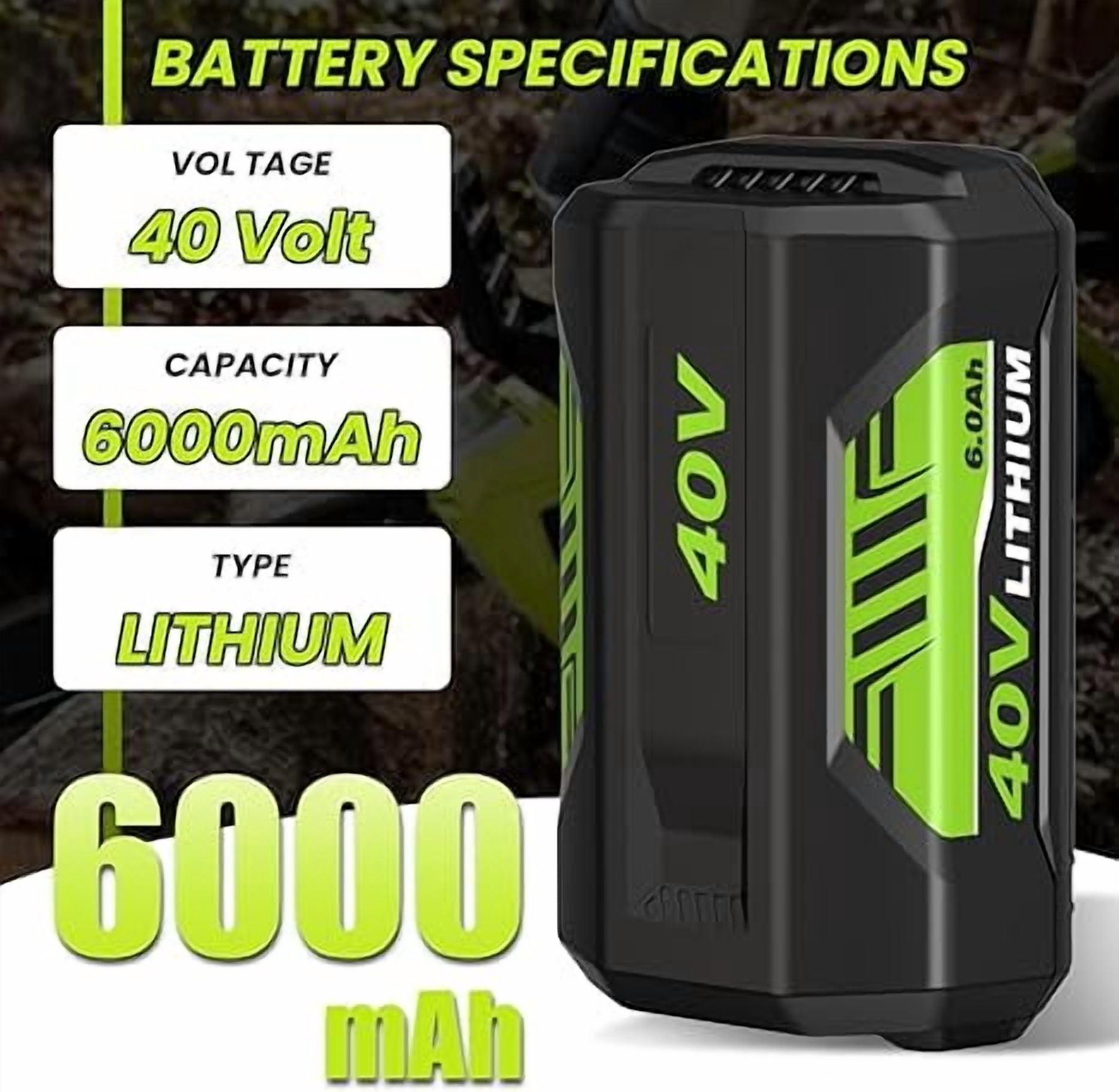 1PACK 6.0Ah 40 Volt Lithium Replacement for OP4026 Battery 40V Battery OP4050A OP4015 OP40201 OP40261 OP4030 OP40401 OP4050  OP40601 Cordless Power Tools
