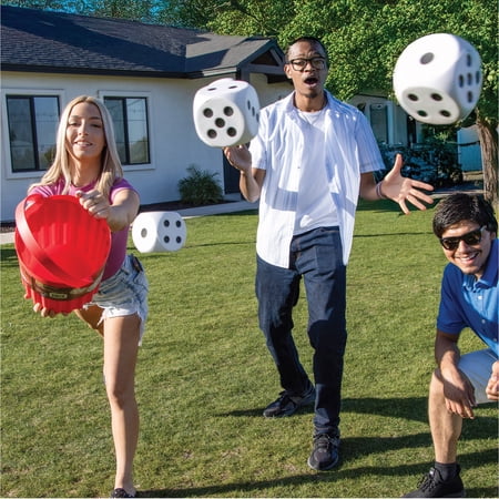 HASBRO GIANT YAHTZEE – 5 GIANT FOAM DICE, SHAKER BUCKET, AND CLASSIC DRY ERASE SCORECARD WITH MARKER