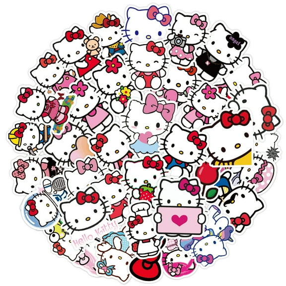 DONNGZAE 50Pcs Stickers for Kids, Cute Hello Kitty Vinyl Waterproof Stickers for Water Bottles, Laptop, Skateboard, Luggage, Gifts for Boys Girls Adults SLO526-0336