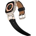 thumbnail image 5 of VeveXiao Leather Band for Apple Watch Ultra 2 Band Ultra Band 49mm for Men Apple Watch Band 45mm 44mm 42mm Series 9 8 7 SE 6 5 4 3, Rugged Leather Strap iWatch Sport Bands Metal Connector, 5 of 6