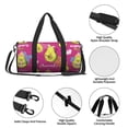 thumbnail image 6 of Xecao Pink Green Avocado print Round Travel Duffel Bag is a foldable gym bag with an inner pocket, perfect for travel sports, 6 of 8