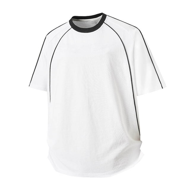 pstuiky Camisa de manga corta para hombre, Blusa deportiva informal de color liso para hombre, holgada, de manga corta y cuello redondo ropa de hombre xxl