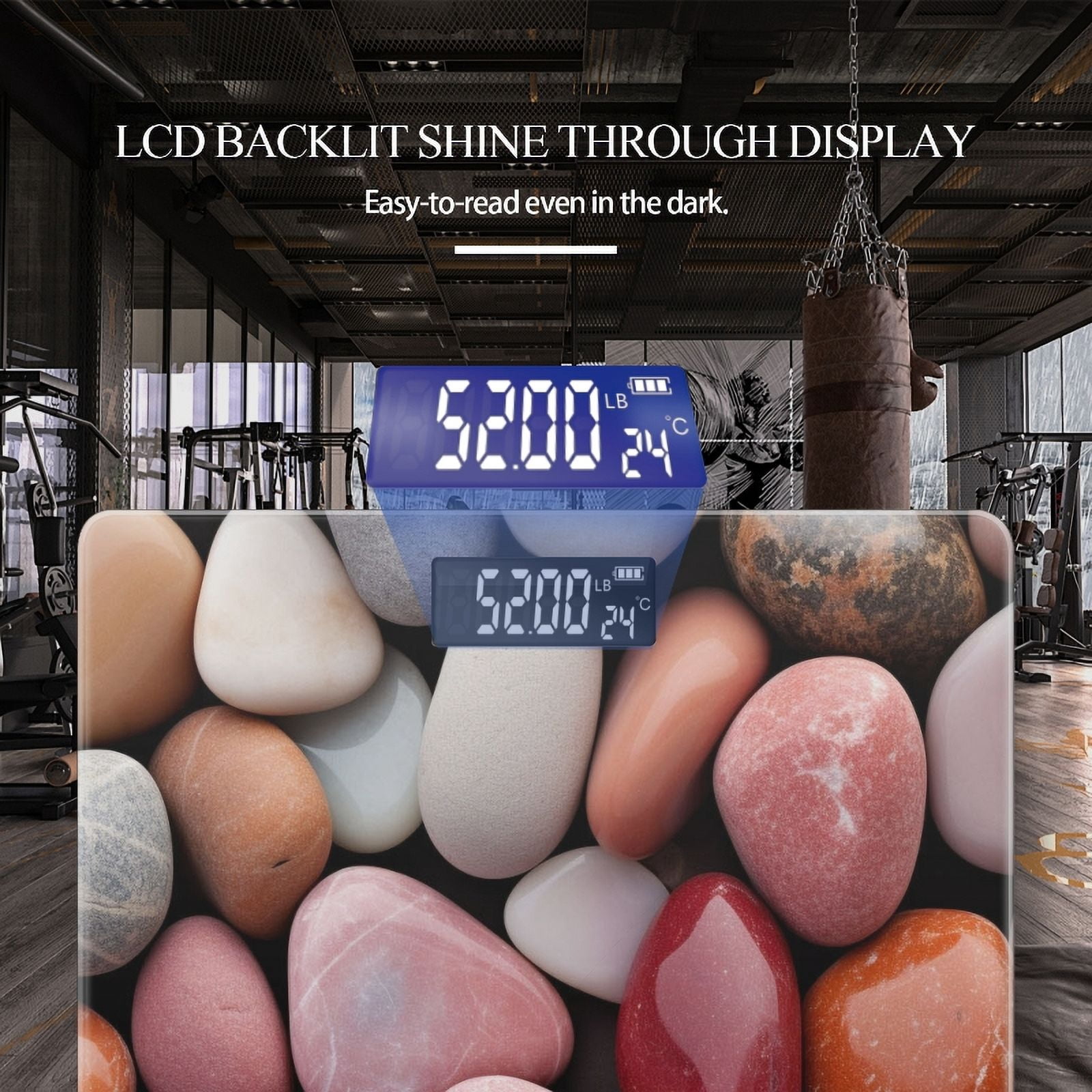 High Precision Body Weight Scale Smart Bathroom Scales with Large LCD Display(400lbs),Decorative for Bedroom-Colorful Smooth Pebbles In Various Shapes And Sizes