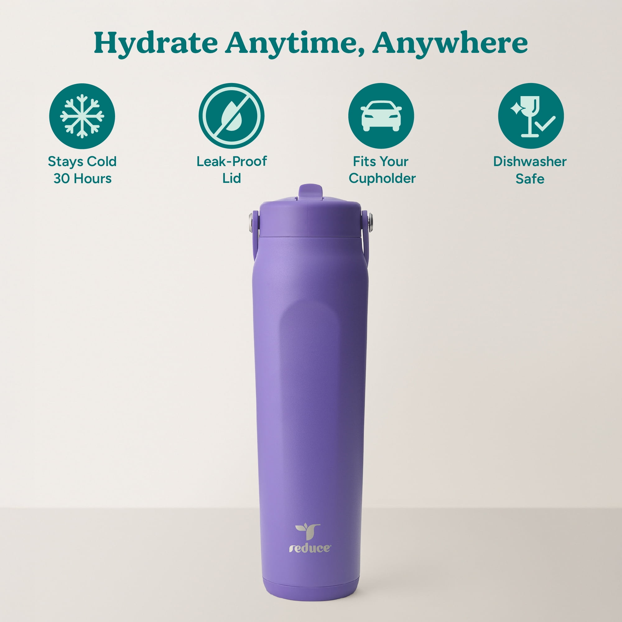 Reduce Alta 30 oz Spill-Proof Stainless Steel Water Bottle, Celestial Purple