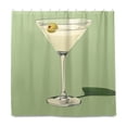 thumbnail image 2 of Yayeee Shower Curtain with Hooks 72"x72" Waterproof Fabric Bathroom Hanging Decor, Light Green Martini, 2 of 5