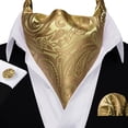 thumbnail image 2 of Conjunto de Ascot Barry.Wang Oro Seda Corbata y Pañuelo de Bolsillo, 2 of 6