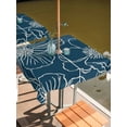 thumbnail image 2 of Outdoor Tablecloths with Umbrella Hole & Zipper, Teal Flowers 60x60 Inch Square Tablecloths, Spring Floral Botanical Modern Art Waterproof Table Cloth, Patio/Pool/Picnic Table Covers, 2 of 8