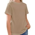 thumbnail image 3 of Girls Solid Color Summer Short Sleeved Casual Shirt Children Kids Round Neck Tee Tops for 5-14 Years, 3 of 6