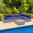 thumbnail image 1 of Costway 6 PCS Patio Conversation Sofa Set Outdoor Rattan Furniture Cushioned Seat Navy, 1 of 10