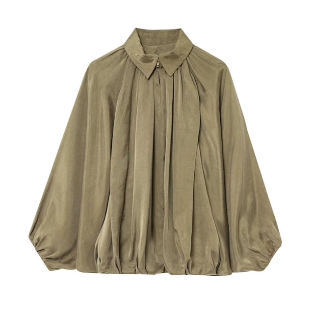Chaqueta Xunger Puffed Bomber para mujer, color verde, talla M