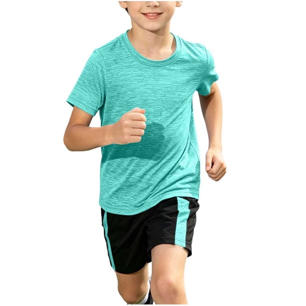 Odeerbi Niños Niñas Rápido Seco Running Outfit Set Color Sólido Camiseta Shorts Respirable Ropa Deportiva Atlética Para 2-13 Años