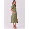 thumbnail image 4 of Vestido midi ANRABESS 2025, casual de verano, manga corta, verde militar, 4 of 6