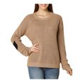 thumbnail image 1 of Unique Bargains Junior's Pullover Drop Shoulder Elbow Cat Patch Loose Sweater Pullover, 1 of 6