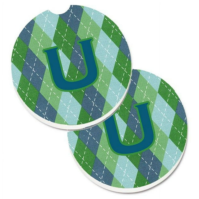 Carolines Treasures CJ1020-UCARC Initial U Monogram Blue Argoyle Set of 2 Cup Holder Car Coaster