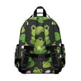 thumbnail image 5 of Green Frog Students Backpack with Cute Cartoon Frog Print, Mushroom and Flower Pattern, Nature Forest Design for Students and Students, 5 of 5