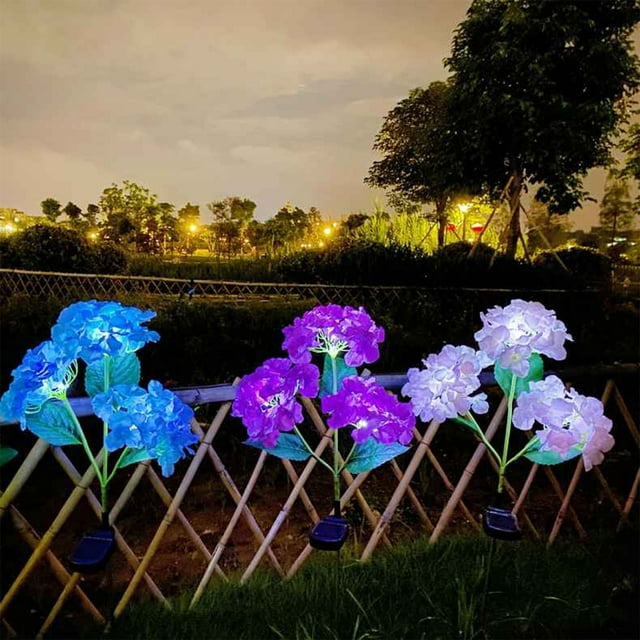 Xihbxyly Luces Solares para Jardín, Diseño de Hortensias Que Cambian de Color, Luces de Estaca Ajustables para Exteriores, Energía Solar Inalámbrica, Decoración Impermeable para Jardín, Camino, Cerca