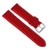 MAYNOS Watch Band Strap, PU 18-24mm Flat Pin Buckled Adjustable Leather Wristband Wristwatch Bands Replacement Accessories (Red 20mm)