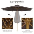 thumbnail image 4 of Outsunny 10' x 8' Round Wooden Patio Umbrella with Bamboo Rib for Outdoor, 4 of 10
