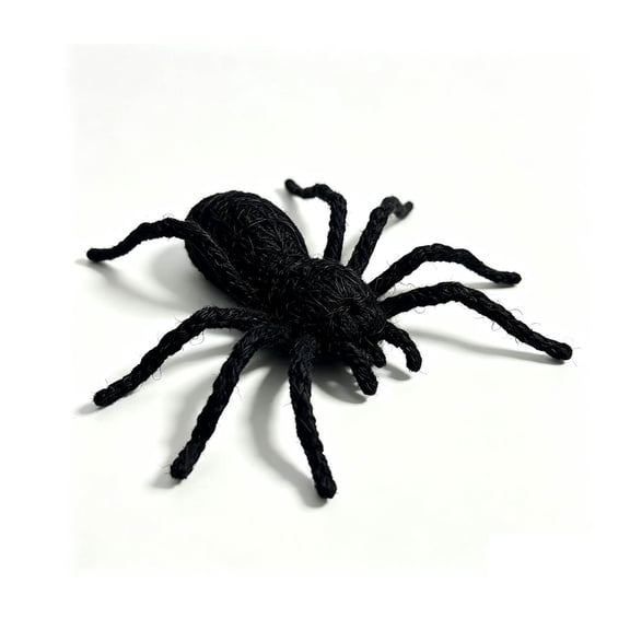 Voglyf Handmade Rattan Spider, Realistic Black Faux Tarantula Spider Ornament, Rustic Textured Arachnid Decor for Halloween Tiered Tray Shelf Tabletop Spooky Party Indoor Home Decor Gift
