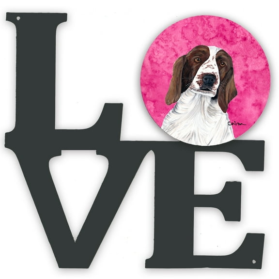 Pink Springer Spaniel Metal Wall Artwork LOVE