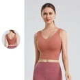 thumbnail image 2 of KHONTS Women's Sports Bra Longline Crop Tank Top Padded Workout Running Yoga Bralettes Orange XL, 2 of 7