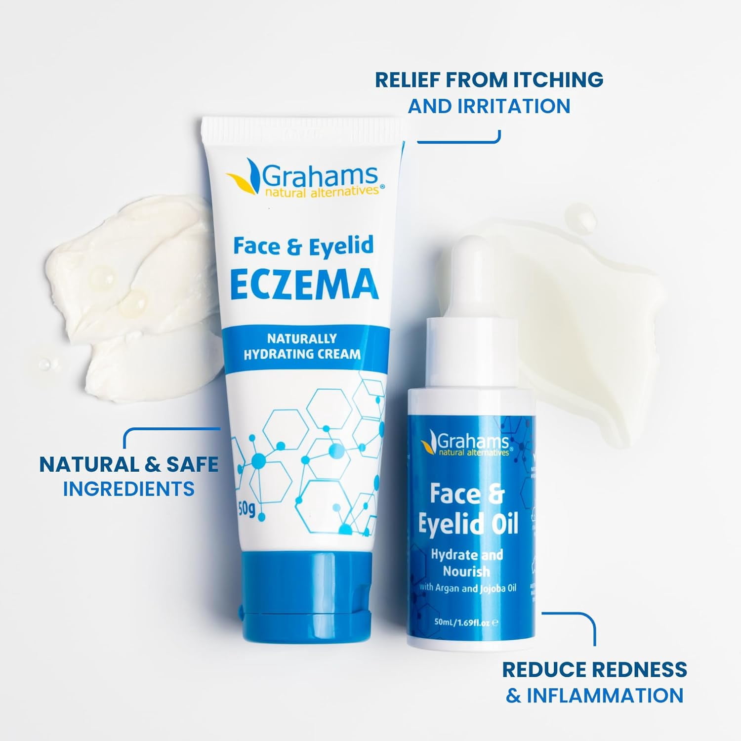 Grahams Natural Face & Eyelid Eczema Relief Kit (1.76 oz Cream & 50ml Oil)