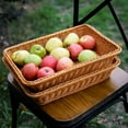 thumbnail image 5 of Fruit Bowl,Woven Bread Baskets Rectangle Tabletop Food Fruit Storage Tabletop Serving Trays Restaurant Home Kitchen Serving Display Rattan Baskets For Kitchen Storage, 5 of 9