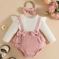thumbnail image 6 of Yindaity Baby Girls' Clothing Baby Girl Clothes Outfits Ruffle Romper+ Floral Pants + Cute Headband Sets for Girls Baby Girl Fall Clothes Pink,6-9 Months, 6 of 9
