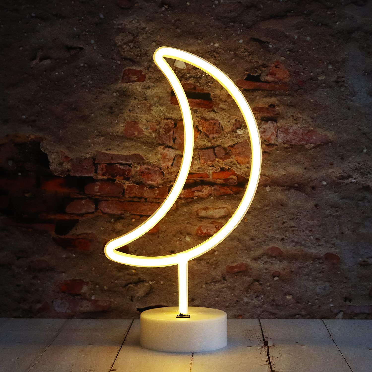 SAYTAY LED Neon Moon Lights, Moon Shape Neon Signs Crescent Night